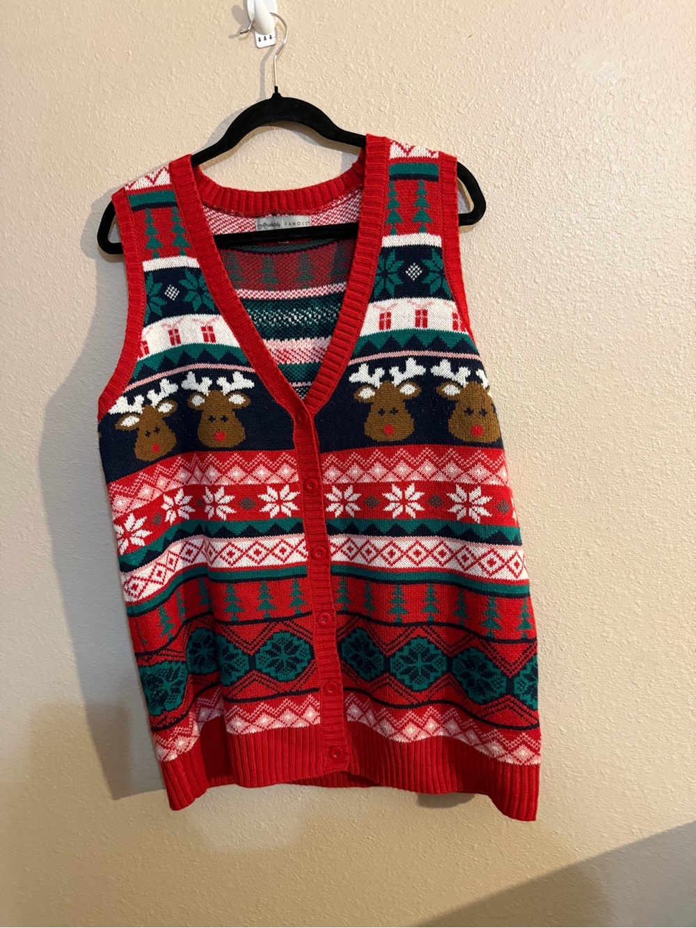 Absolutely Famous Christmas Sweater Vest XL button up